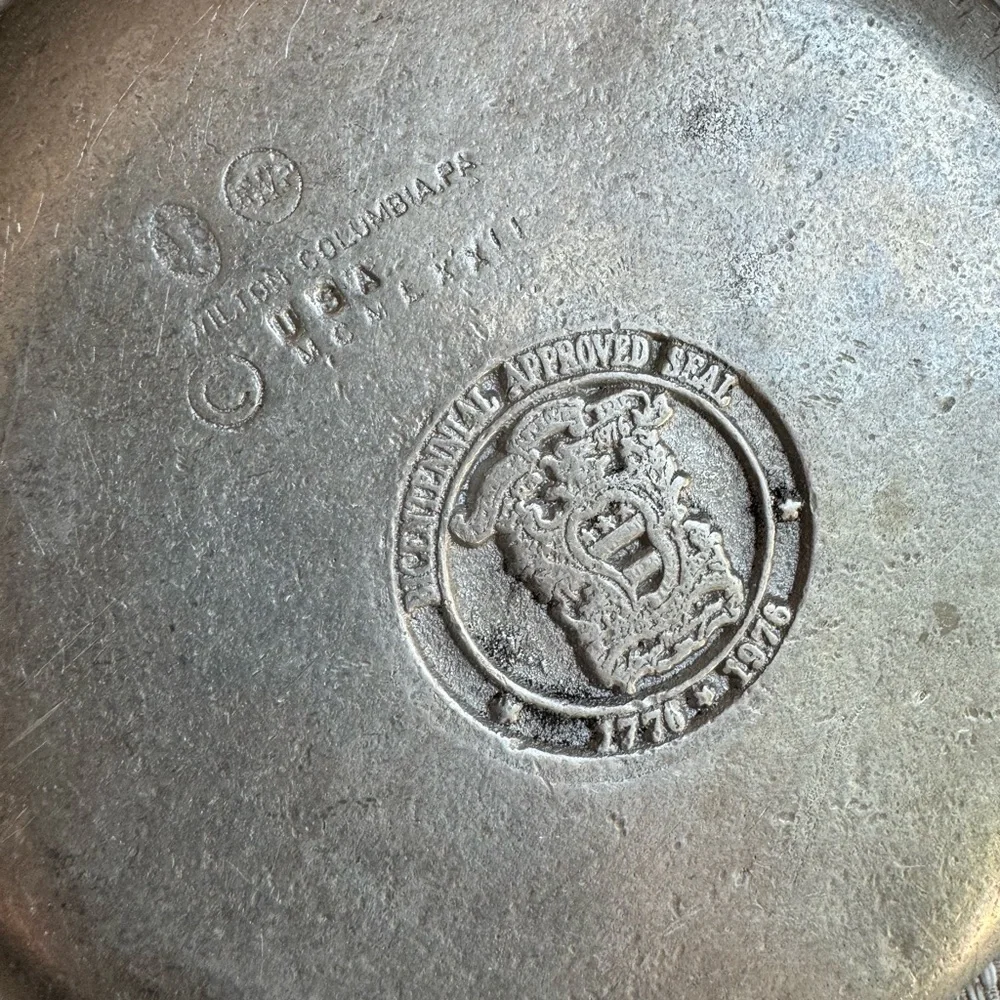 Vintage Wilton Bicentennial Pewter Serving Bowl With Ornate Handles